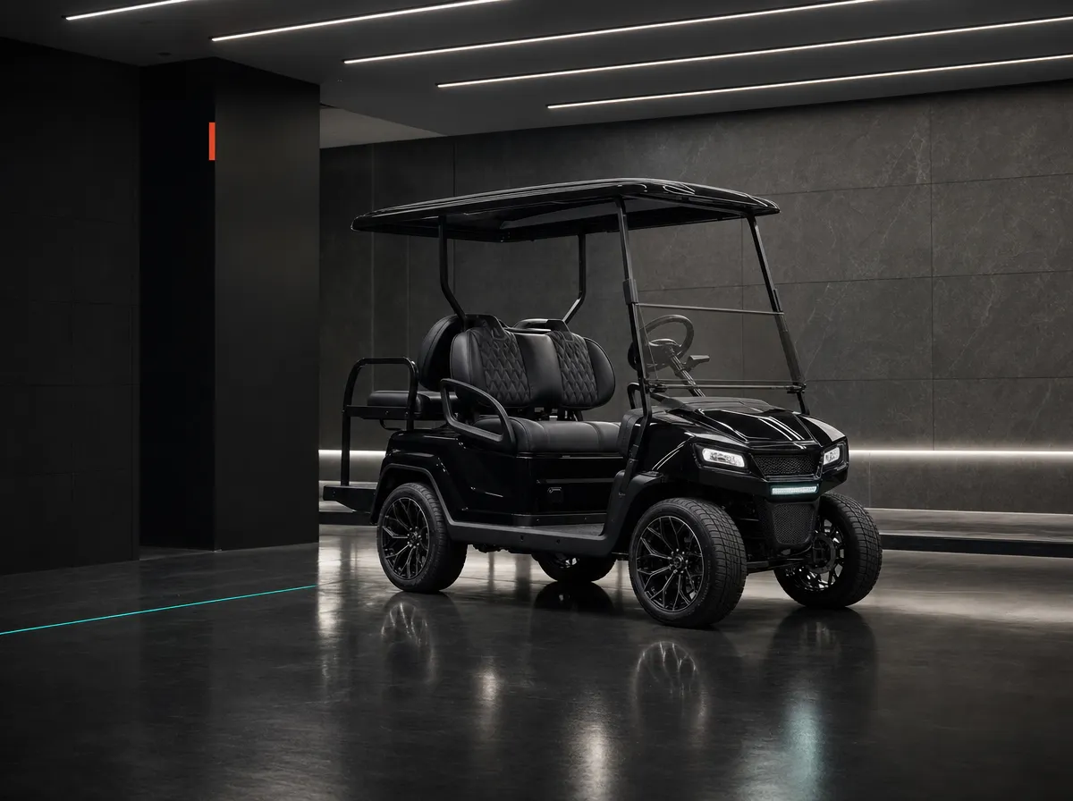 Custom golf cart in a premium showroom
